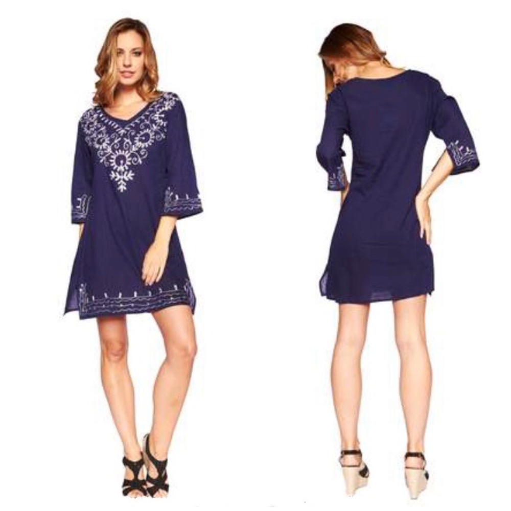 100% Cotton Embroidered Tunic Dress